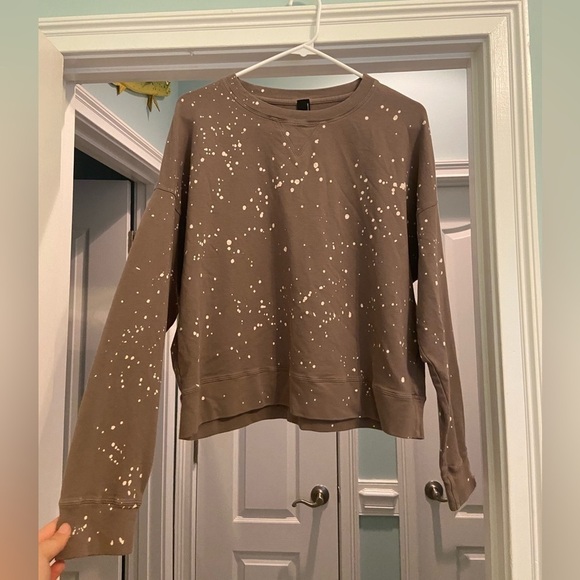 Revolve Bobi Los Angeles Bleach Splatter Terry Cropped Sweatshirt - Picture 3 of 7
